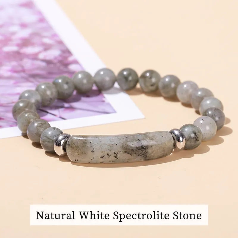 Tigerauge & Amethyst Armband – Rechteckiger Naturstein-Charm für Damen & Herren