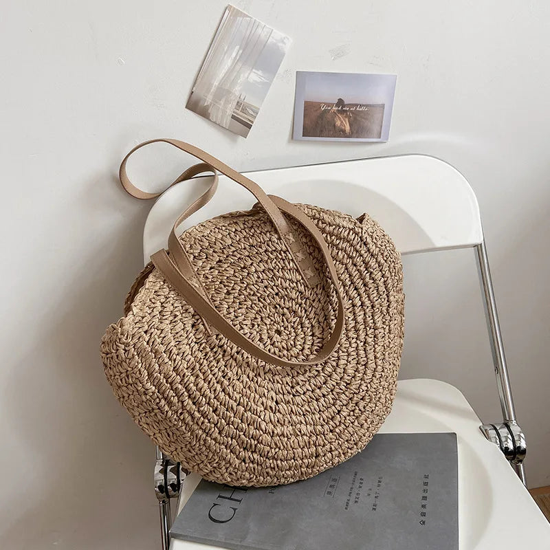Sommer Rattan Tasche – Boho Handtasche mit großer Kapazität
