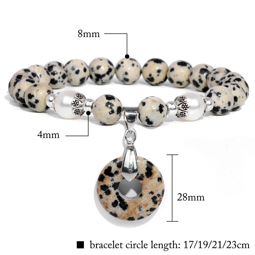 Kraftstein-Armband mit Symbolen – Naturstein-Schmuck für Frauen