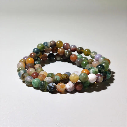 Indischer Achat Naturstein-Armband – Unisex Zylinder Perlen
