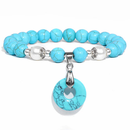 Kraftstein-Armband mit Symbolen – Naturstein-Schmuck für Frauen