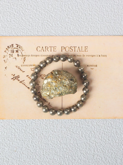6/8 mm Pyrit-Armband – Heilstein für Energie & Blutkreislauf
