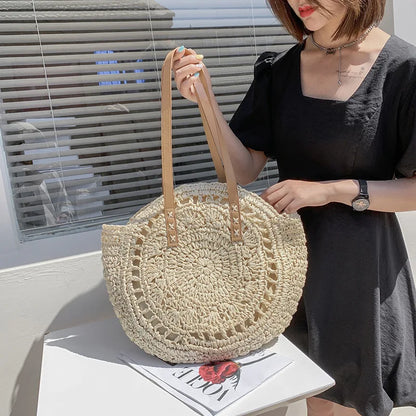 Sommer Rattan Tasche – Boho Handtasche mit großer Kapazität
