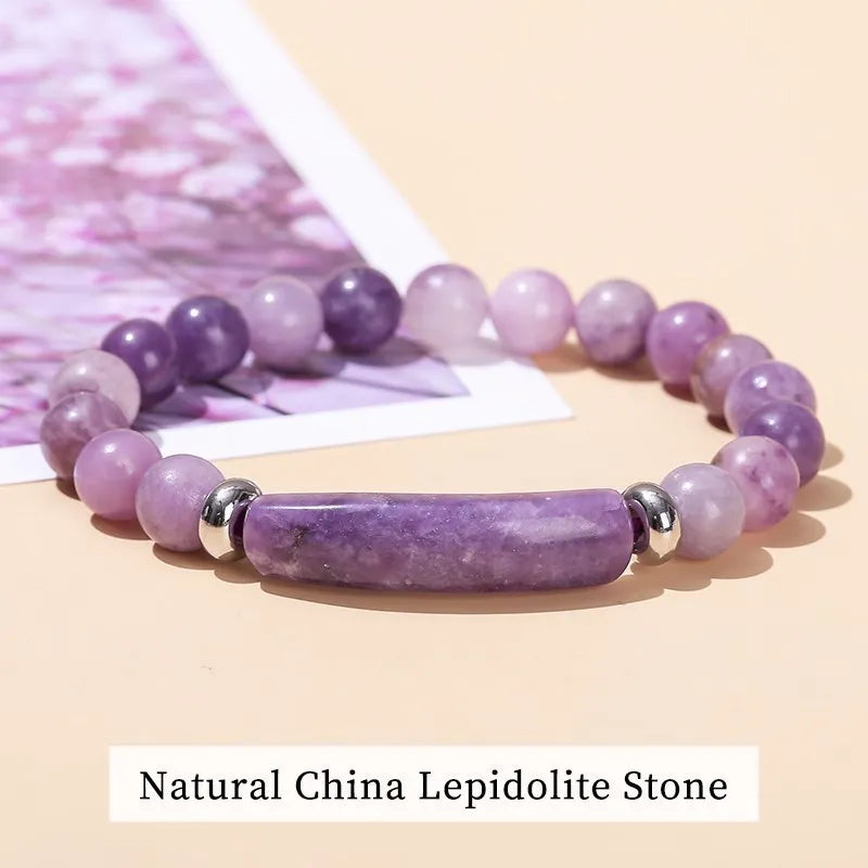 Tigerauge & Amethyst Armband – Rechteckiger Naturstein-Charm für Damen & Herren