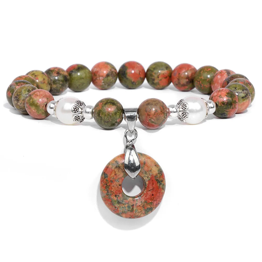 Kraftstein-Armband mit Symbolen – Naturstein-Schmuck für Frauen