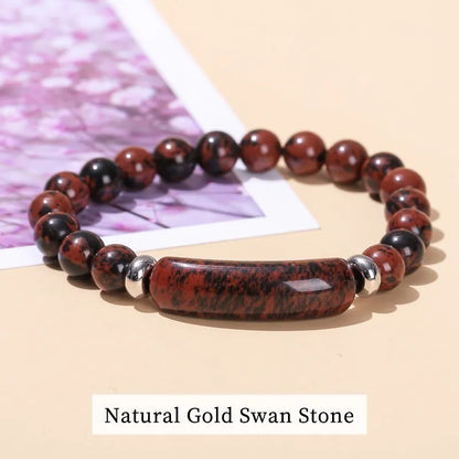 Tigerauge & Amethyst Armband – Rechteckiger Naturstein-Charm für Damen & Herren