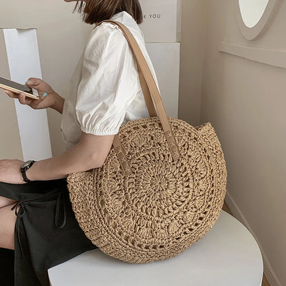 Sommer Rattan Tasche – Boho Handtasche mit großer Kapazität