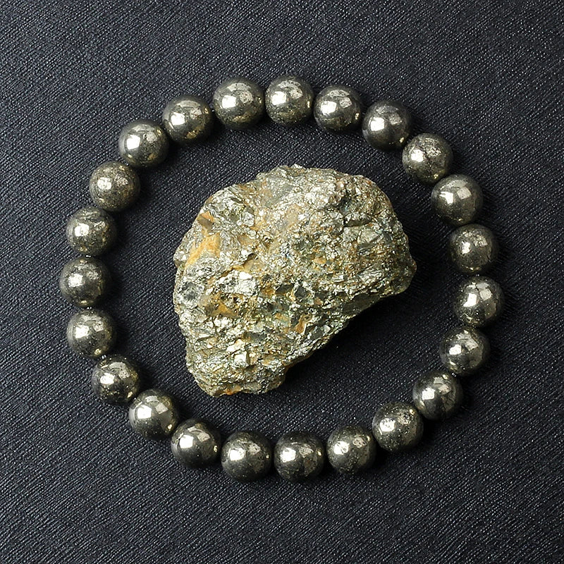 6/8 mm Pyrit-Armband – Heilstein für Energie & Blutkreislauf