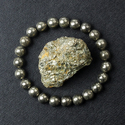6/8 mm Pyrit-Armband – Heilstein für Energie & Blutkreislauf