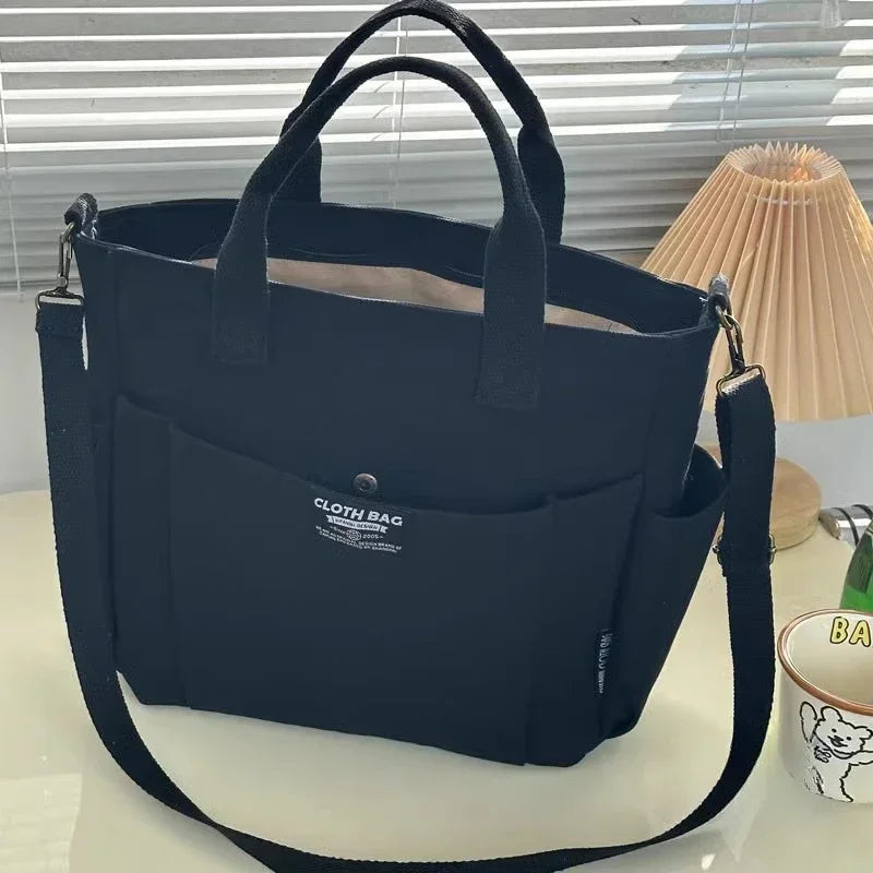 Leinwand Damen Schultertasche – Große Umhängetasche für Studentinnen & Pendlerinnen | Tragbare Handtasche mit viel Stauraum
