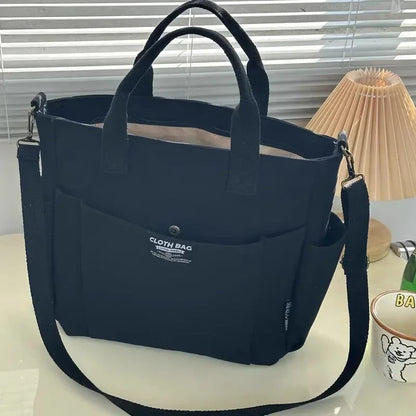 Leinwand Damen Schultertasche – Große Umhängetasche für Studentinnen & Pendlerinnen | Tragbare Handtasche mit viel Stauraum