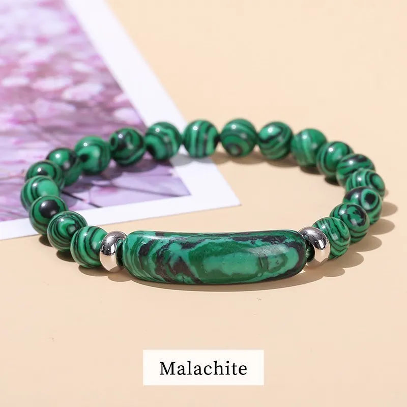 Tigerauge & Amethyst Armband – Rechteckiger Naturstein-Charm für Damen & Herren