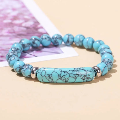 Tigerauge & Amethyst Armband – Rechteckiger Naturstein-Charm für Damen & Herren
