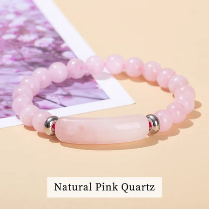 Tigerauge & Amethyst Armband – Rechteckiger Naturstein-Charm für Damen & Herren