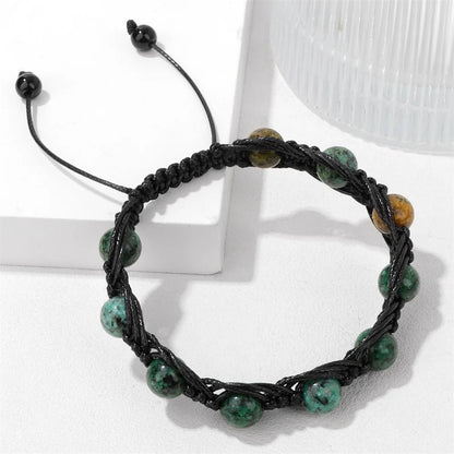 Geflochtenes Tigerauge & Türkis Armband – Verstellbarer Chakra-Schmuck