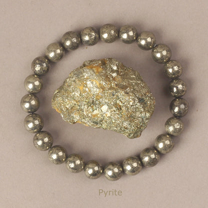 6/8 mm Pyrit-Armband – Heilstein für Energie & Blutkreislauf
