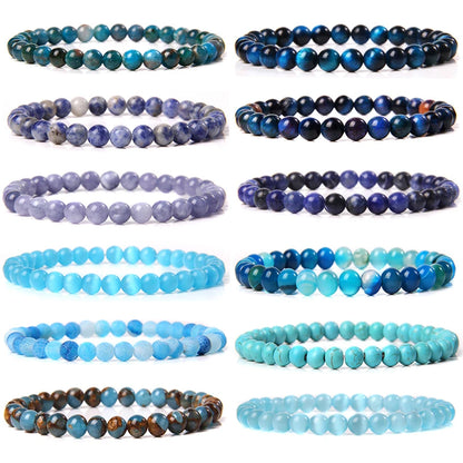 6 mm Naturstein-Armband – Apatit, Lapislazuli & Türkis für Damen & Herren