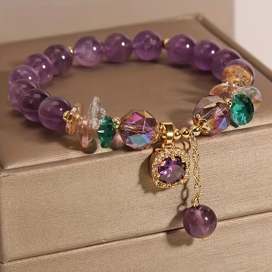 Klassisches Amethyst-Armband – Naturstein & Heilperlen für Damen & Herren