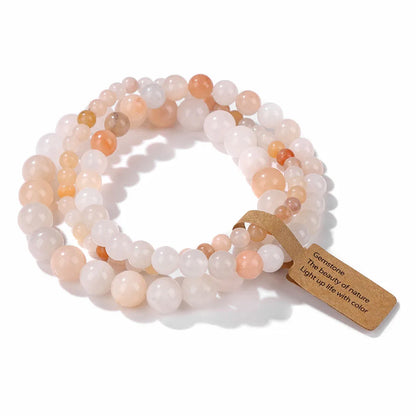 3er-Set Naturstein-Armbänder – Moosachat, Rhodonit & Quarz für Damen & Herren