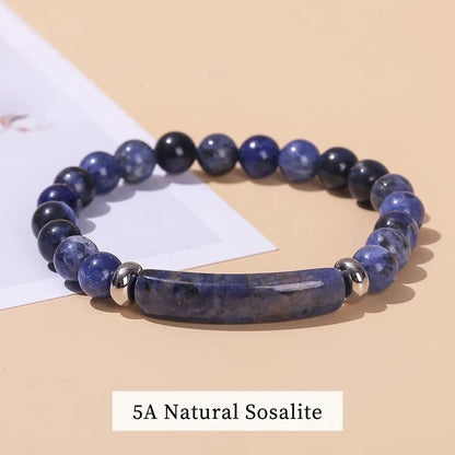 Tigerauge & Amethyst Armband – Rechteckiger Naturstein-Charm für Damen & Herren