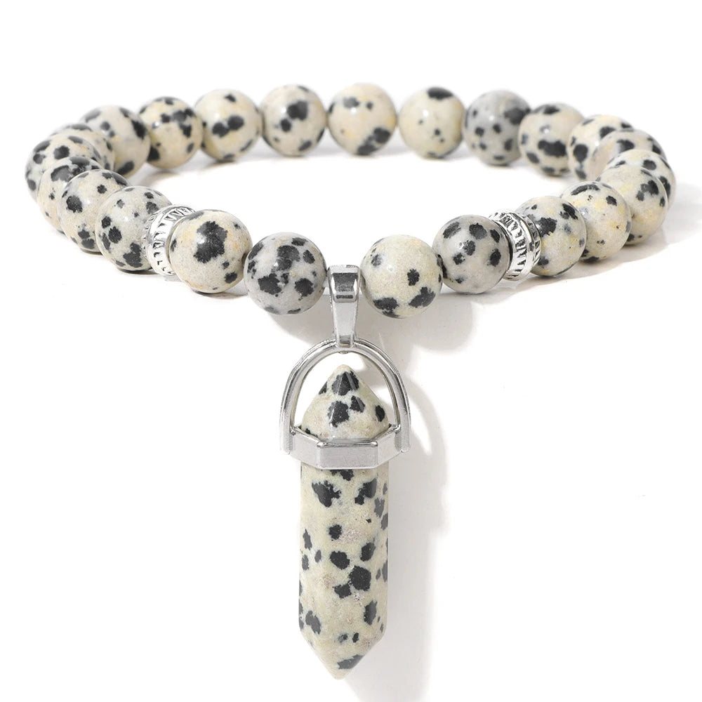 Kraftstein-Armband mit Symbolen – Naturstein-Schmuck für Frauen