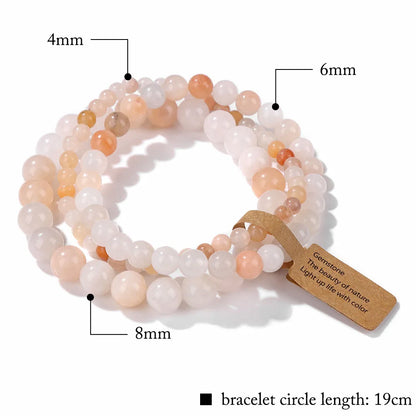 3er-Set Naturstein-Armbänder – Moosachat, Rhodonit & Quarz für Damen & Herren
