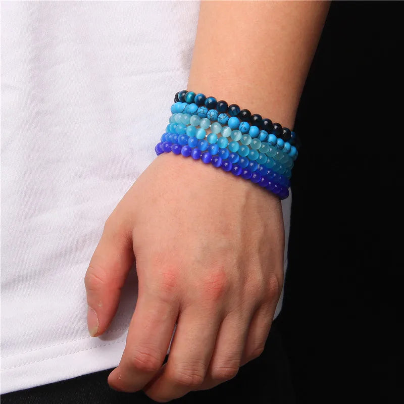 6 mm Naturstein-Armband – Apatit, Lapislazuli & Türkis für Damen & Herren
