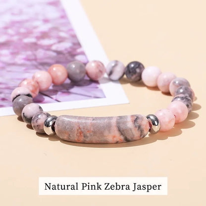 Tigerauge & Amethyst Armband – Rechteckiger Naturstein-Charm für Damen & Herren