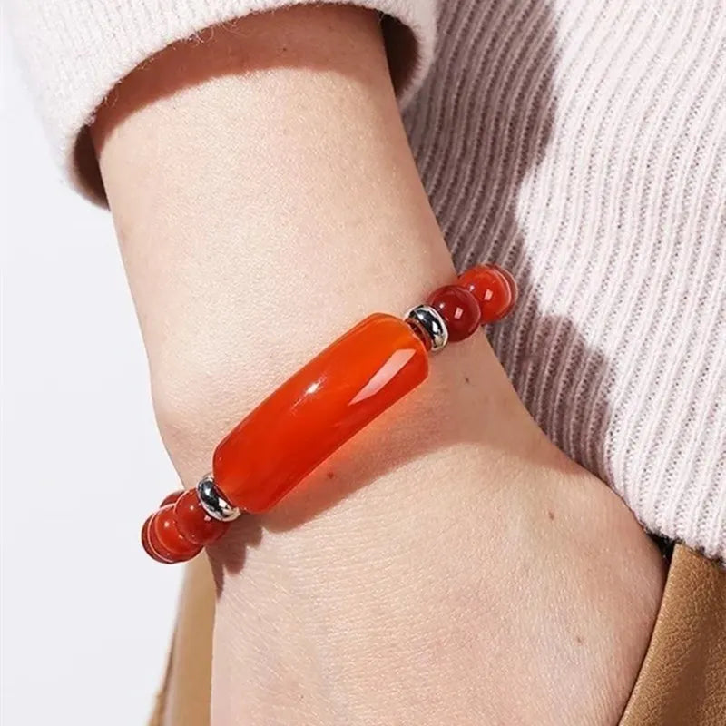 Tigerauge & Amethyst Armband – Rechteckiger Naturstein-Charm für Damen & Herren