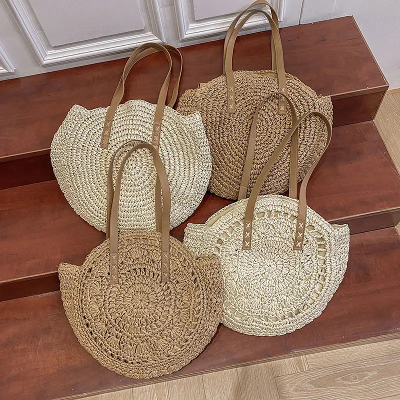 Sommer Rattan Tasche – Boho Handtasche mit großer Kapazität