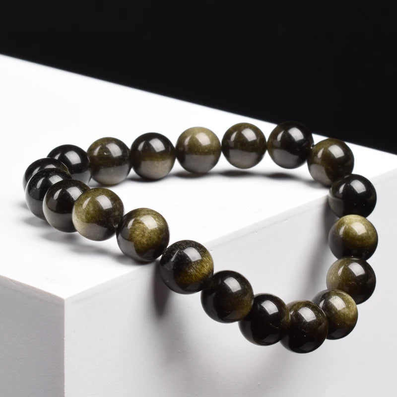 Goldener Obsidian Armband – Naturstein-Energieschmuck für Damen & Herren