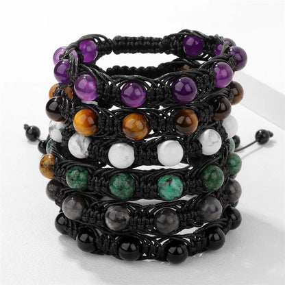 Geflochtenes Tigerauge & Türkis Armband – Verstellbarer Chakra-Schmuck