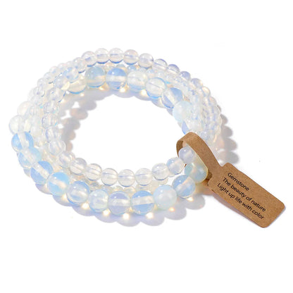 3er-Set Naturstein-Armbänder – Moosachat, Rhodonit & Quarz für Damen & Herren