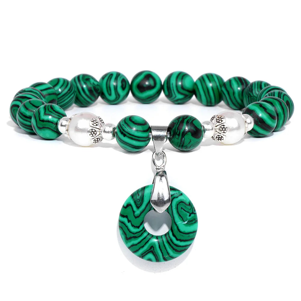 Kraftstein-Armband mit Symbolen – Naturstein-Schmuck für Frauen