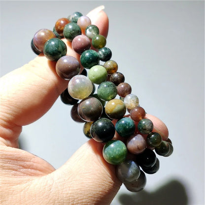 Indischer Achat Naturstein-Armband – Unisex Zylinder Perlen