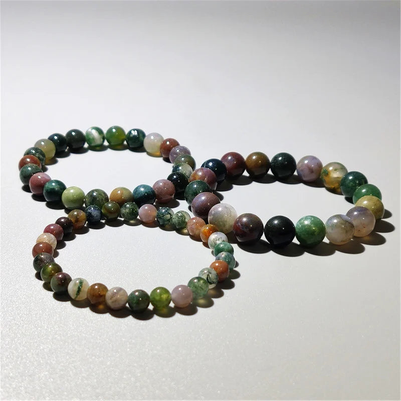 Indischer Achat Naturstein-Armband – Unisex Zylinder Perlen