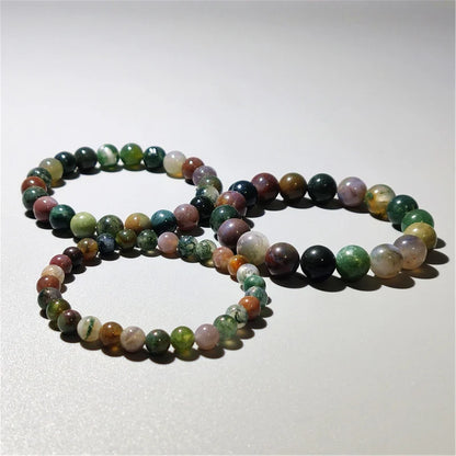 Indischer Achat Naturstein-Armband – Unisex Zylinder Perlen