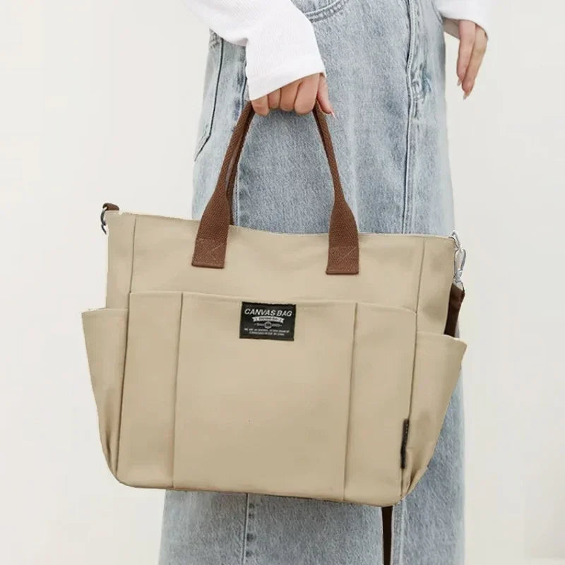 Leinwand Damen Schultertasche – Große Umhängetasche für Studentinnen & Pendlerinnen | Tragbare Handtasche mit viel Stauraum