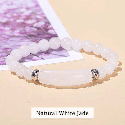 Tigerauge & Amethyst Armband – Rechteckiger Naturstein-Charm für Damen & Herren