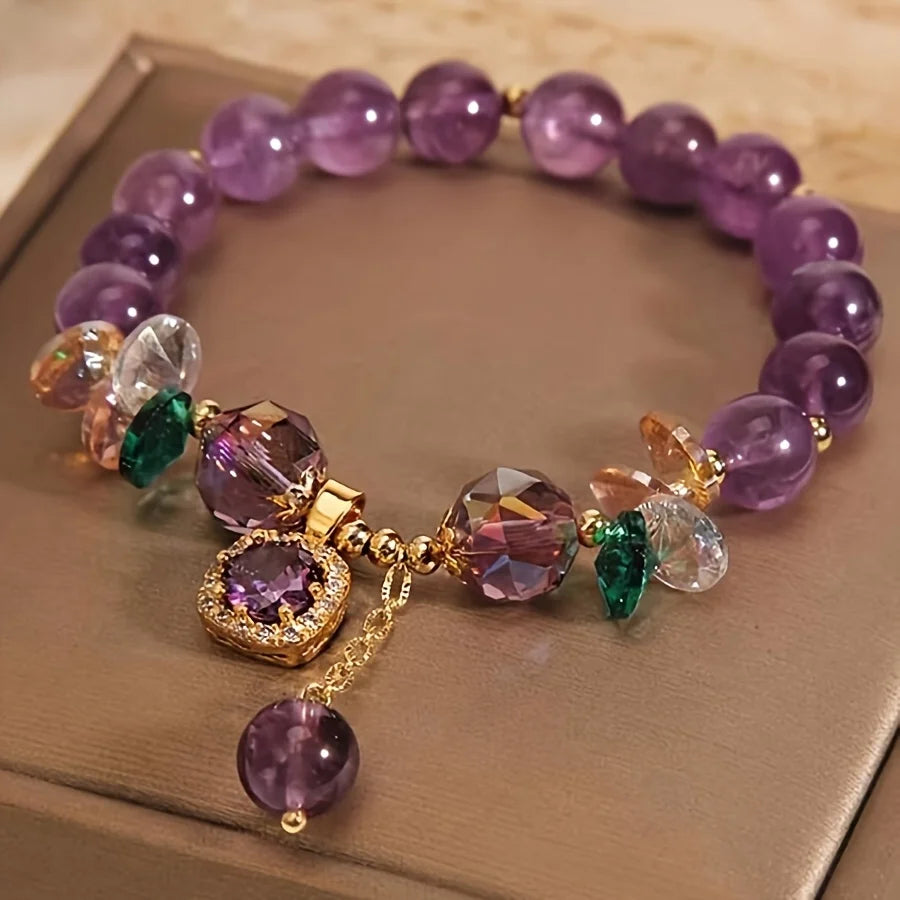 Klassisches Amethyst-Armband – Naturstein & Heilperlen für Damen & Herren