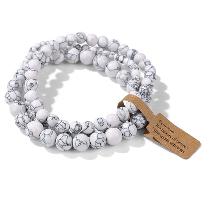 3er-Set Naturstein-Armbänder – Moosachat, Rhodonit & Quarz für Damen & Herren