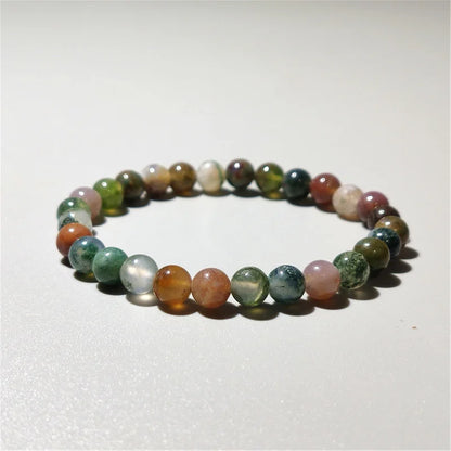 Indischer Achat Naturstein-Armband – Unisex Zylinder Perlen