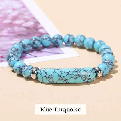Tigerauge & Amethyst Armband – Rechteckiger Naturstein-Charm für Damen & Herren
