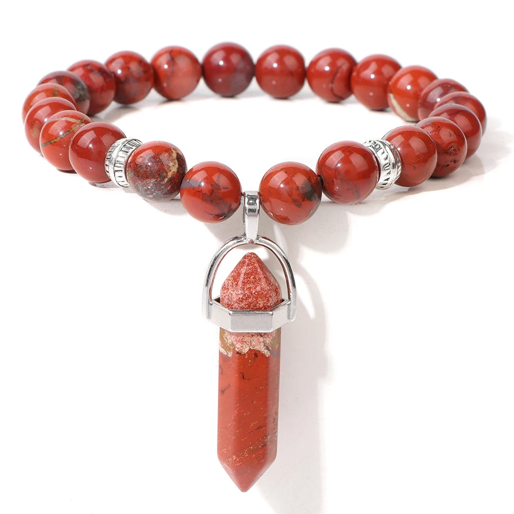 Kraftstein-Armband mit Symbolen – Naturstein-Schmuck für Frauen