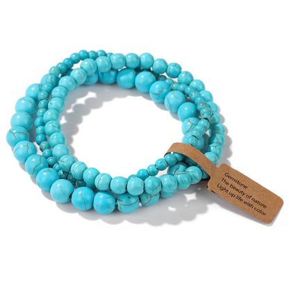 3er-Set Naturstein-Armbänder – Moosachat, Rhodonit & Quarz für Damen & Herren