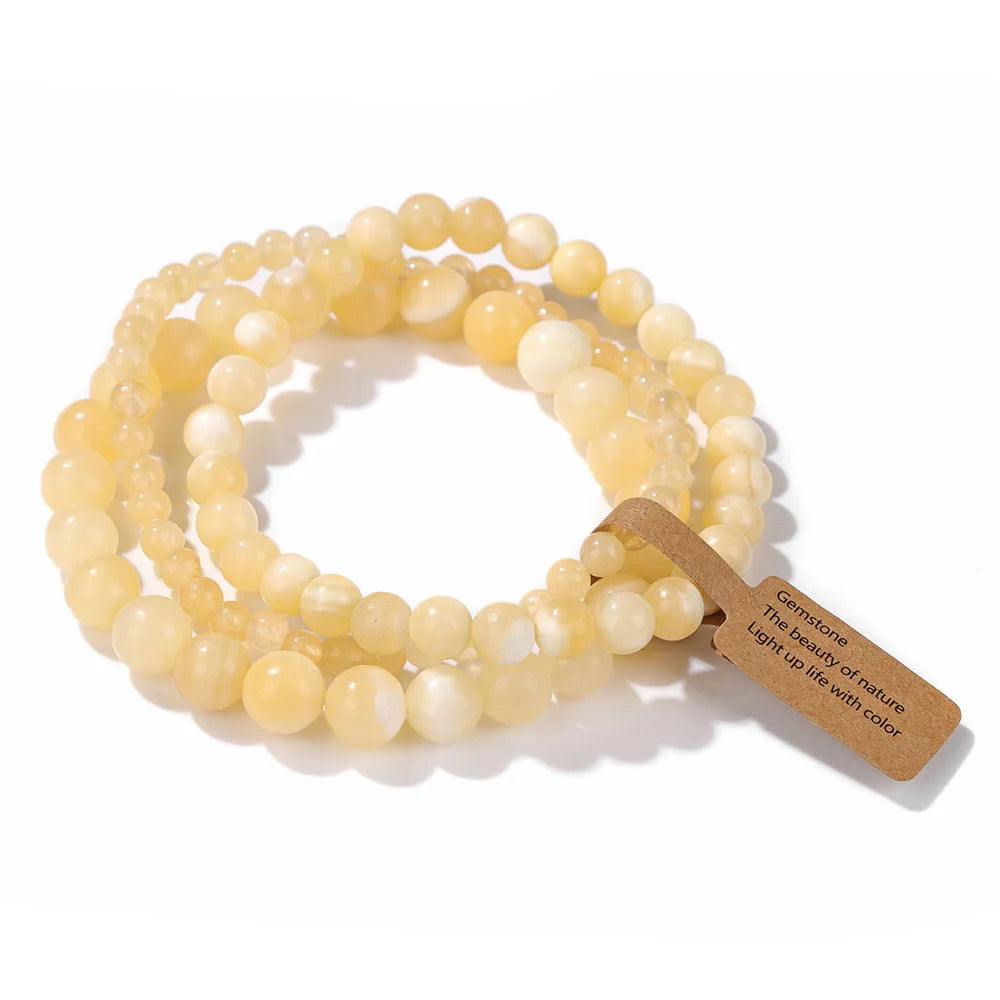 3er-Set Naturstein-Armbänder – Moosachat, Rhodonit & Quarz für Damen & Herren