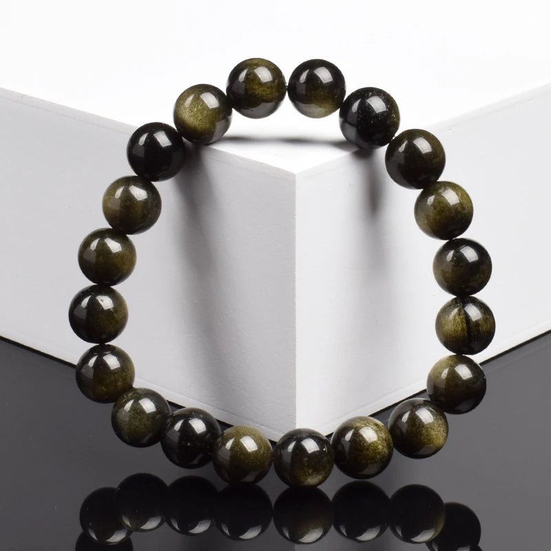 Goldener Obsidian Armband – Naturstein-Energieschmuck für Damen & Herren