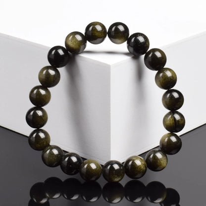 Goldener Obsidian Armband – Naturstein-Energieschmuck für Damen & Herren