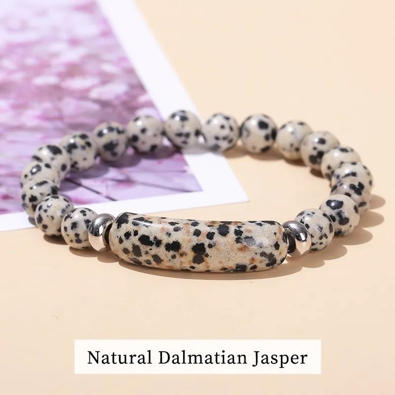 Tigerauge & Amethyst Armband – Rechteckiger Naturstein-Charm für Damen & Herren