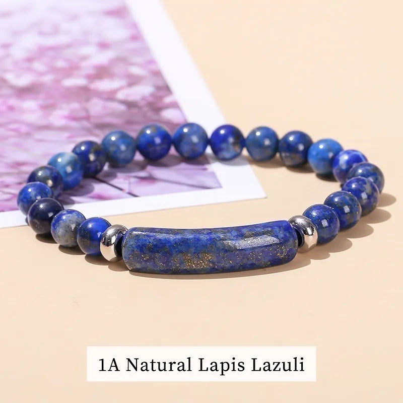 Tigerauge & Amethyst Armband – Rechteckiger Naturstein-Charm für Damen & Herren